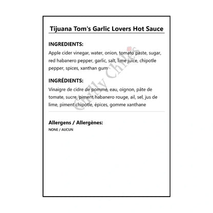 Tijuana Tom’s Garlic Lovers Hot Sauce - Hot Sauce