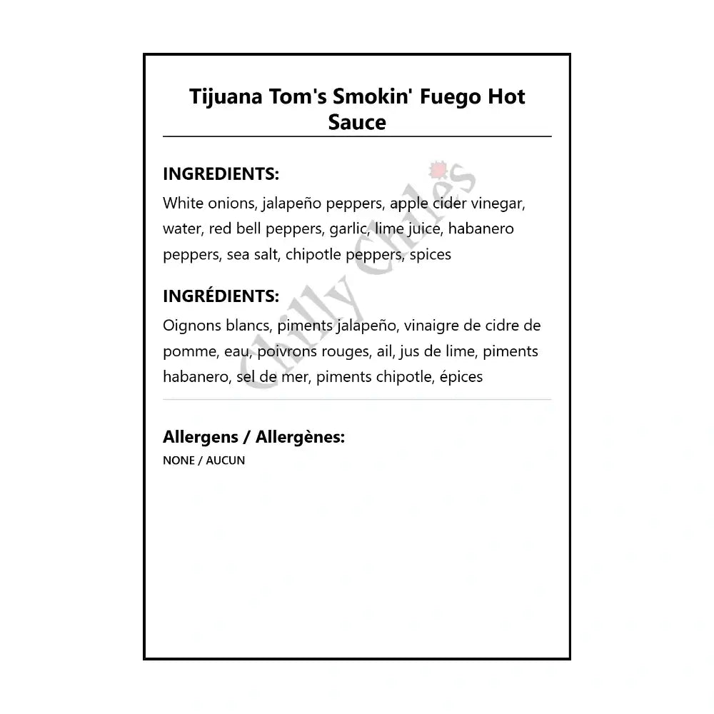 Tijuana Tom’s Smokin’ Fuego Hot Sauce - Hot Sauce