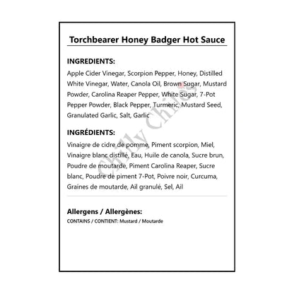 Torchbearer Honey Badger Hot Sauce - Hot Sauce
