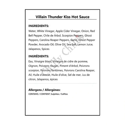 Villain Thunder Kiss Hot Sauce - Hot Sauce
